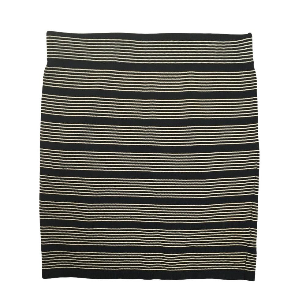 Forever 21 Skirt Black Cream Striped Knit Mini Bodycon Juniors M Career‎ Work